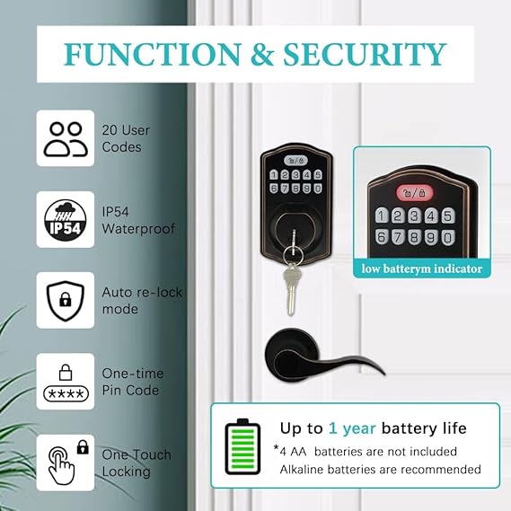 Fingerprint Door Lock with Passage Lever - Image 3