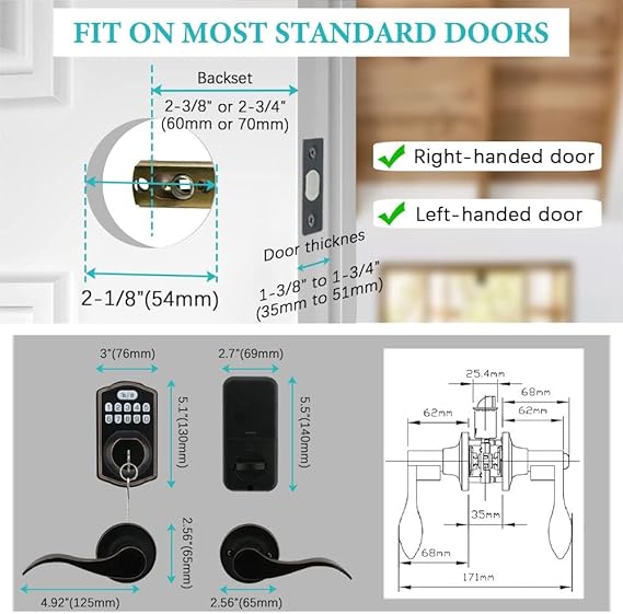 Fingerprint Door Lock with Passage Lever - Image 4