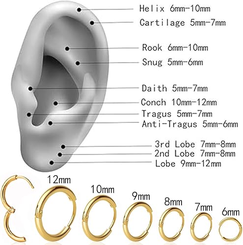 Hypoallergenic 14K Gold Plated Small Hoop Earrings Set for Women & Men - Image 2