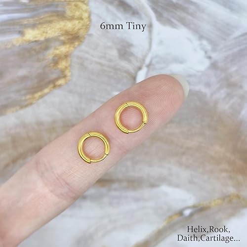 Hypoallergenic 14K Gold Plated Small Hoop Earrings Set for Women & Men - Image 3