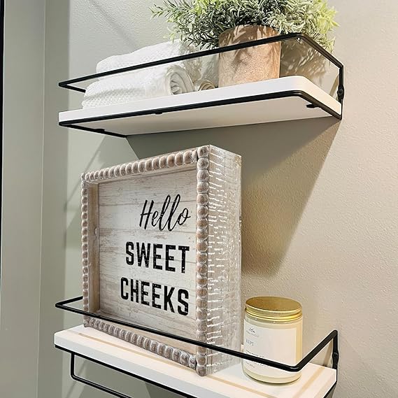 Boho Farmhouse Wooden Framed Bathroom Decor Signs - Image 3