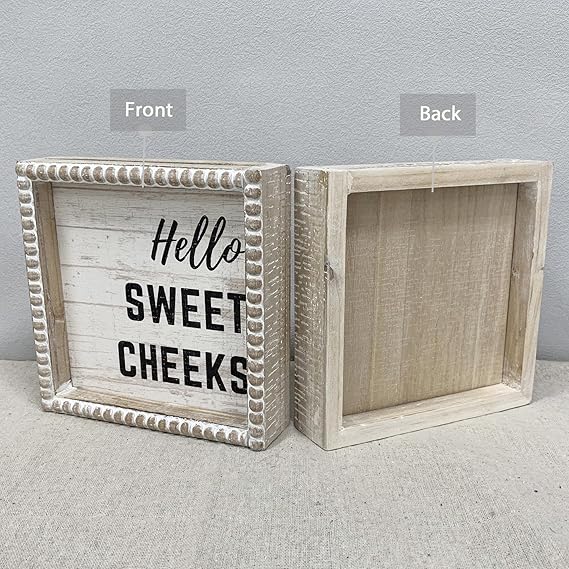 Boho Farmhouse Wooden Framed Bathroom Decor Signs - Image 4