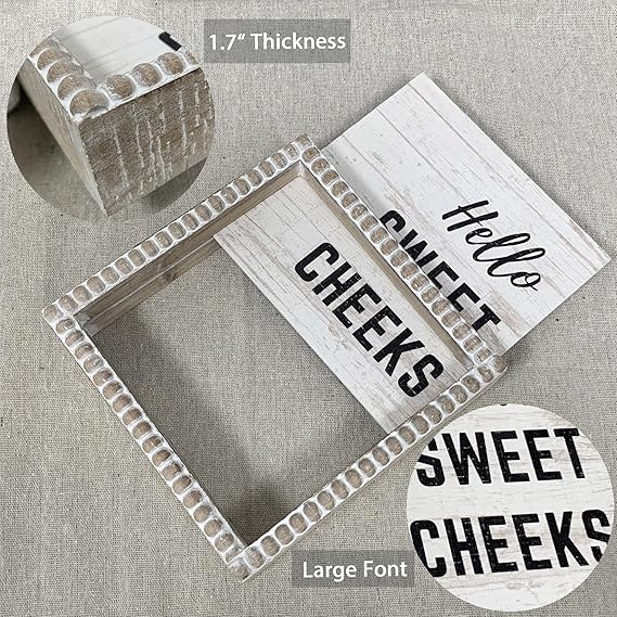 Boho Farmhouse Wooden Framed Bathroom Decor Signs - Image 5