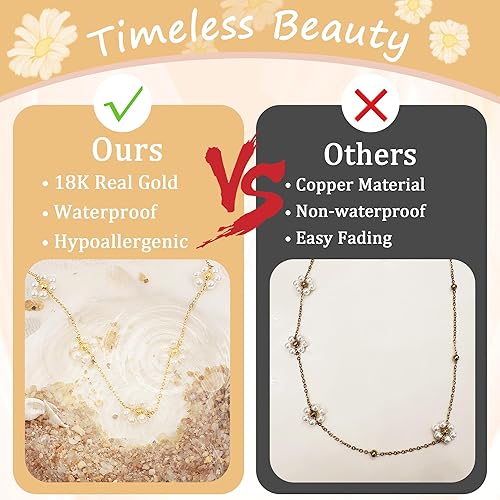 SmileBelle Daisy Pearl Necklace - Image 5