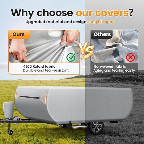 Pop Up Camper Cover 12'-14', Folding Camper Tent Trailer Cover - Image 3