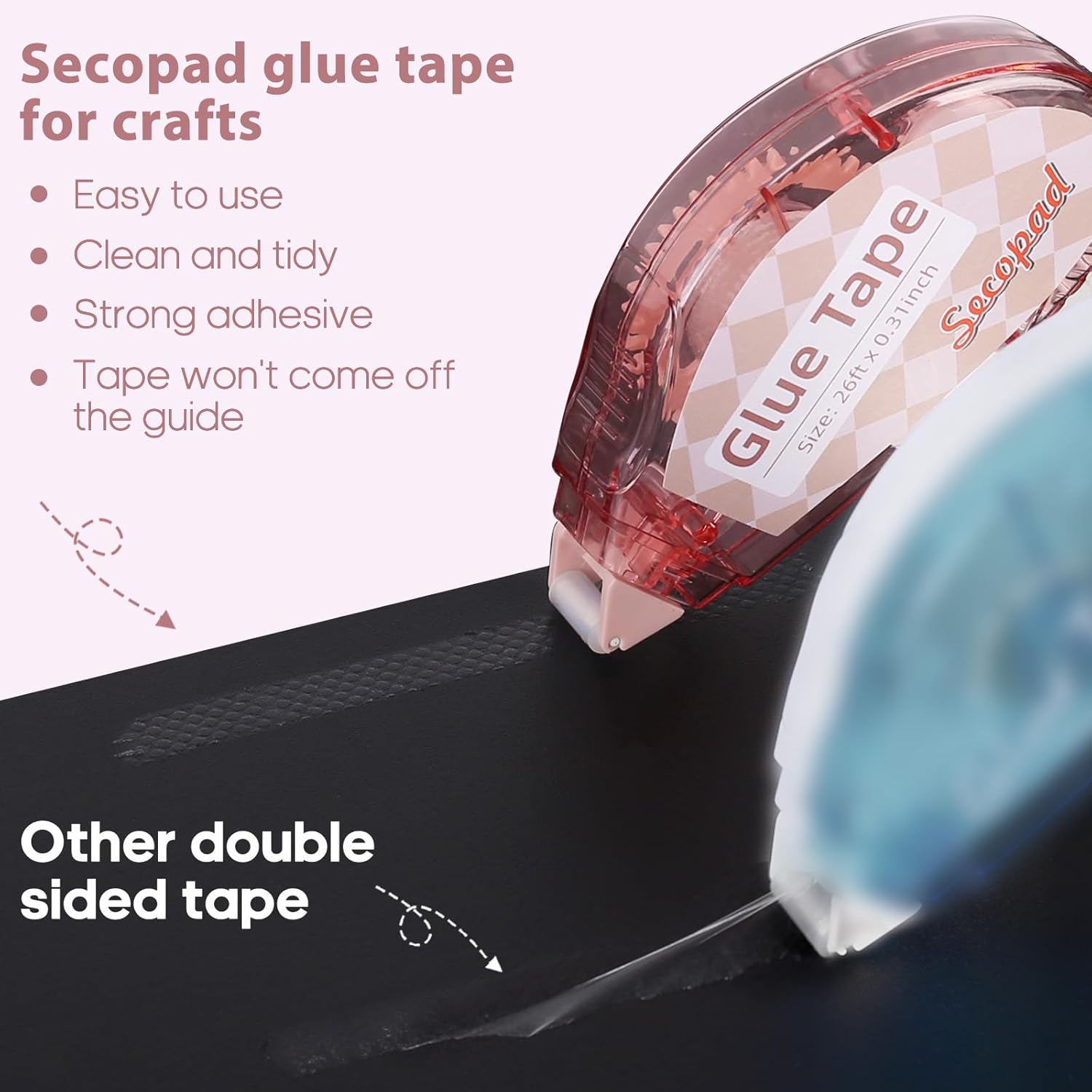 Scrapbook Tape, 4 Pack Double Sided Tape Roller for Crafts - Image 2