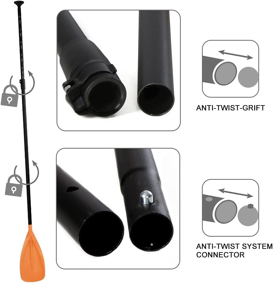 SUP Paddle - 3-Piece Adjustable Aluminium SUP Paddle with Glass Fiber Blade for Surfing - Image 3