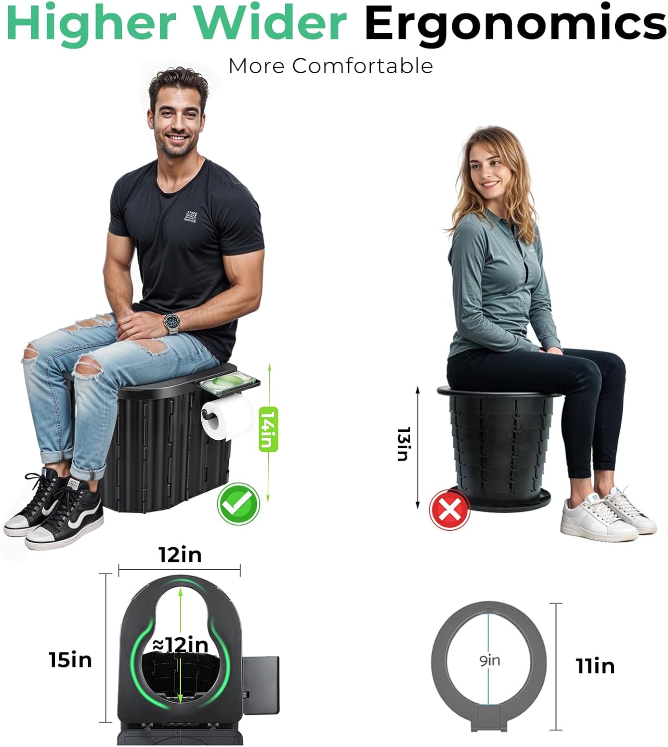 Sckee Camping Toilet, Portable Toilet for Adults - Image 2