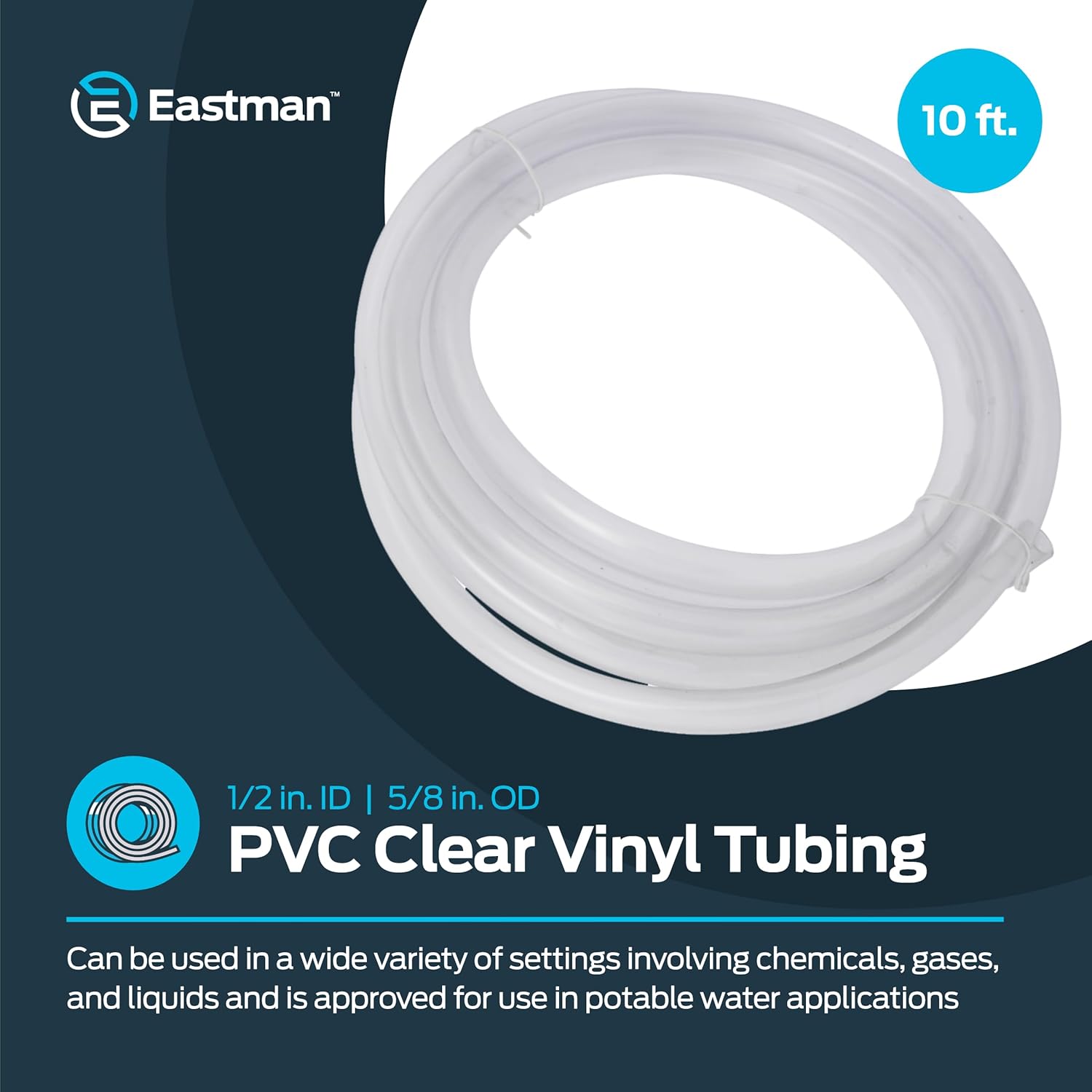 Eastman 1/2 Inch ID (5/8 Inch OD) PVC Clear Vinyl Tubing - Image 2