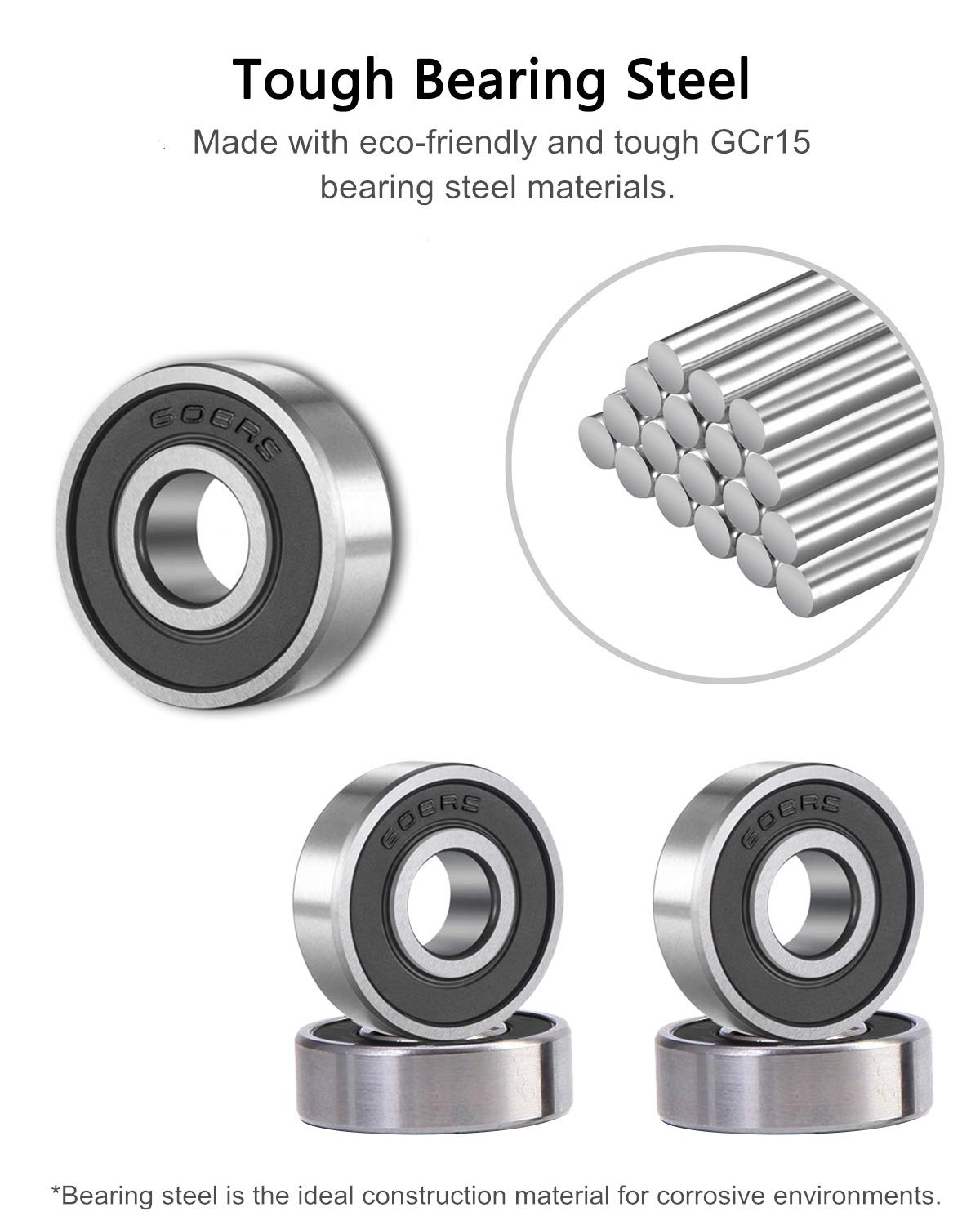 SHKI 20 Pcs 608 2RS Ball Bearings - Image 2