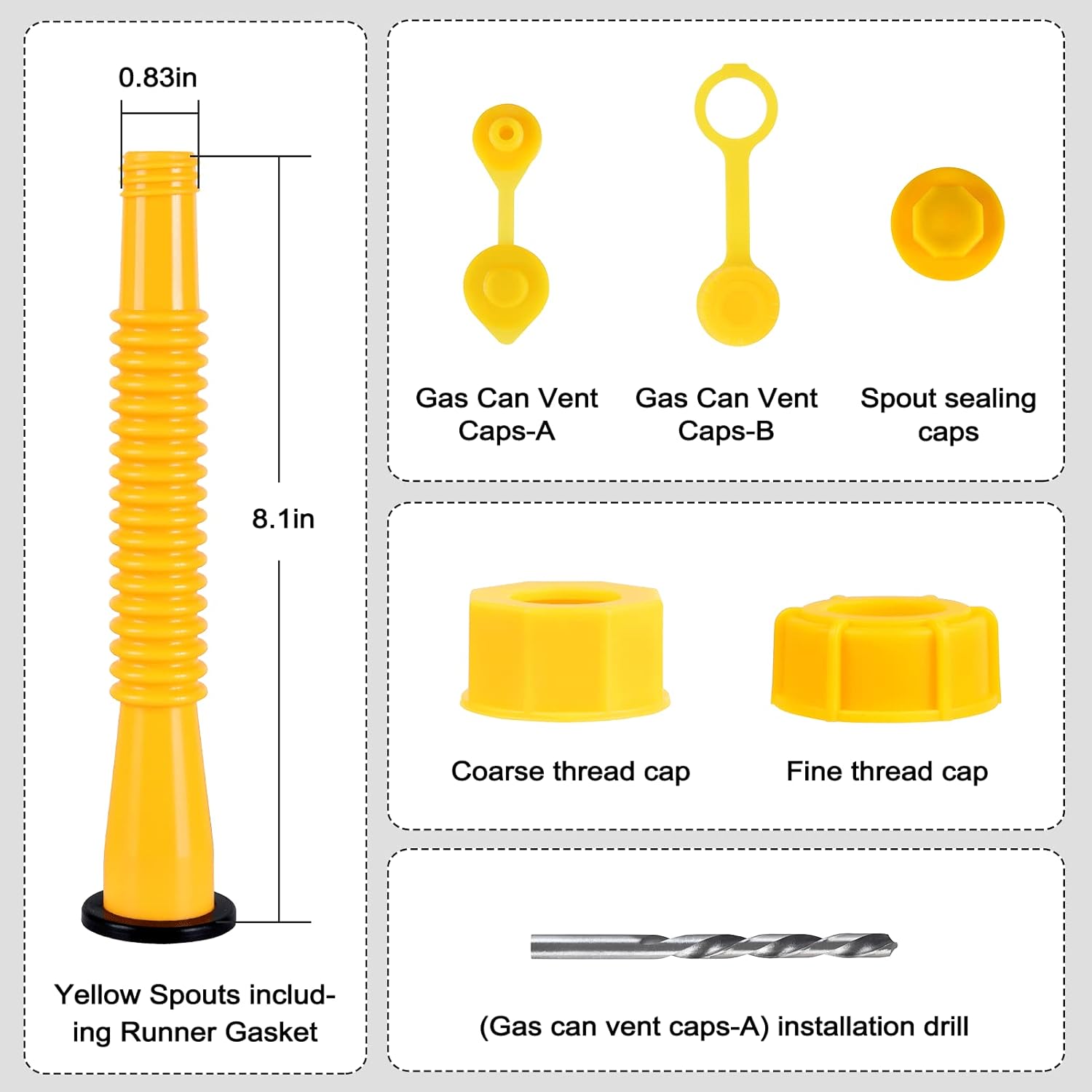 Gas Can Spout Replacement, Gas Can Nozzle Replacement (3 Kits-Yellow) - Image 6