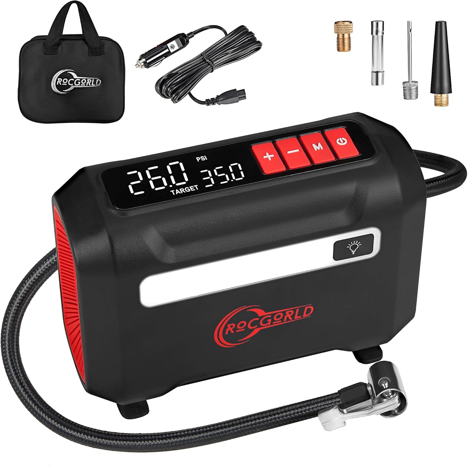 R8 Tire Inflator Portable Air Compressor, DC 12V Air Compressor Portable with Large Dual Digital Screen