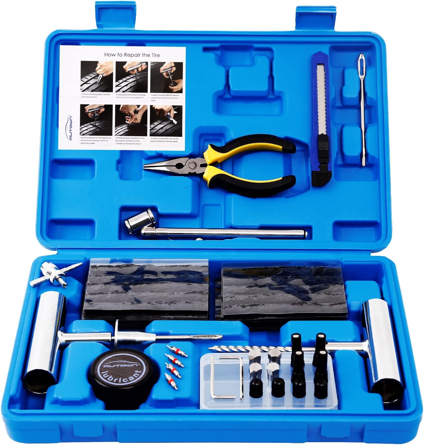 Tire Repair Kit - 68pcs Heavy Duty Tire Plug Kit, Universal Tire Repair Tools to Fix Punctures and Plug Flats Patch Kit