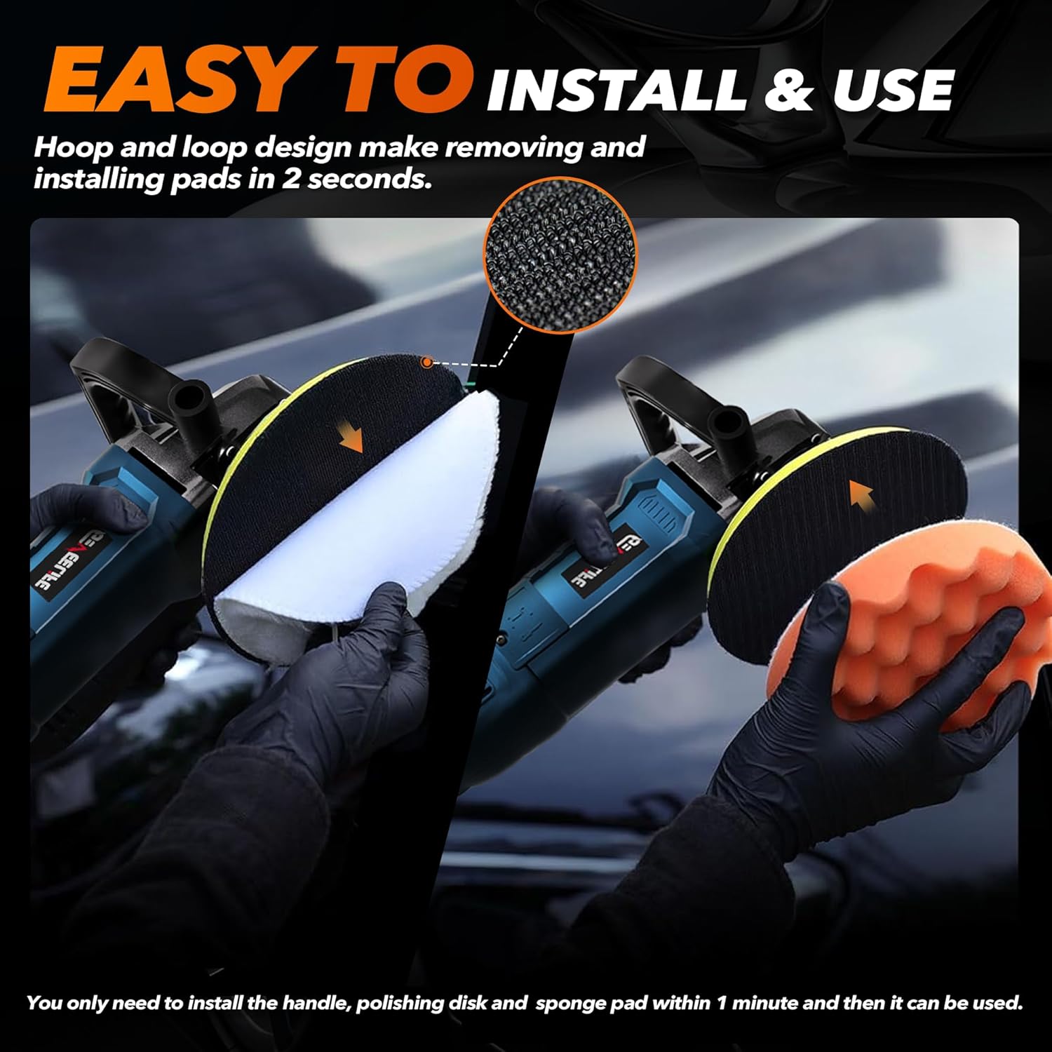 Buffer Polisher, 6 Inch/7 Inch 1600W Rotary Car Buffer Polisher Waxer, 7 Variable Speed 1000-3500 RPM - Image 7