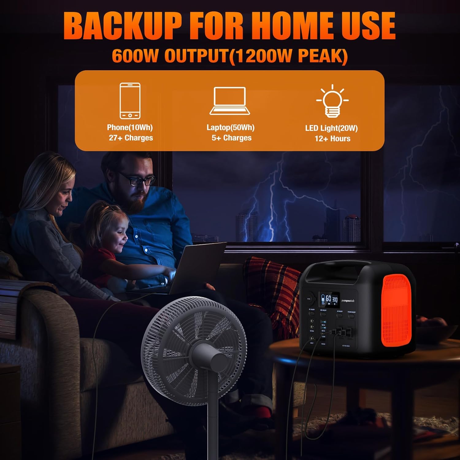 Portable Power Station, 600W (1200W Peak) 299Wh LiFePO4 Solar Generator Pure Sine Wave - Image 4