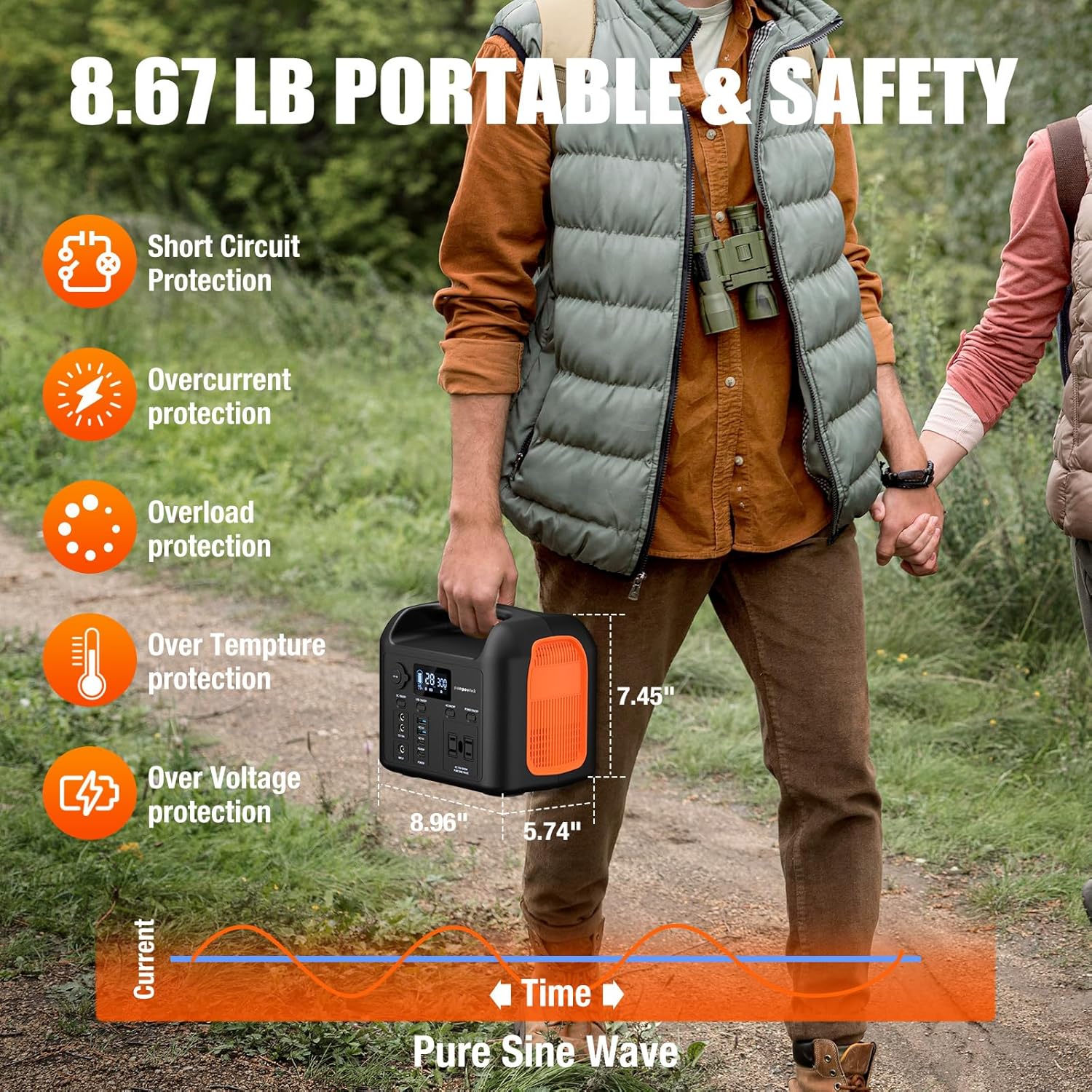 Portable Power Station, 600W (1200W Peak) 299Wh LiFePO4 Solar Generator Pure Sine Wave - Image 6