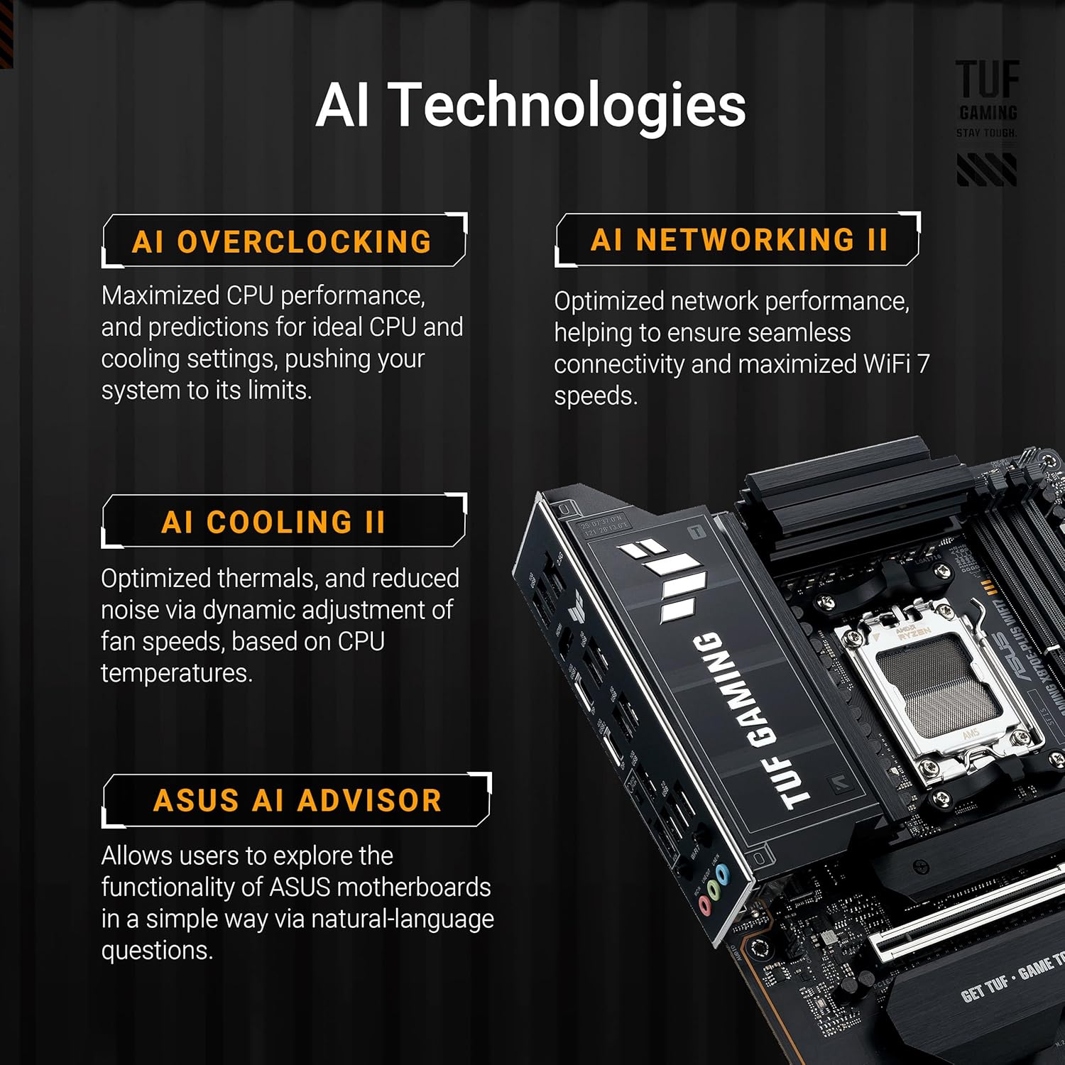 TUF Gaming X870E-PLUS WIFI7 AMD X870E ATX Motherboard with 16+2+1 80A Power Stages - Image 2