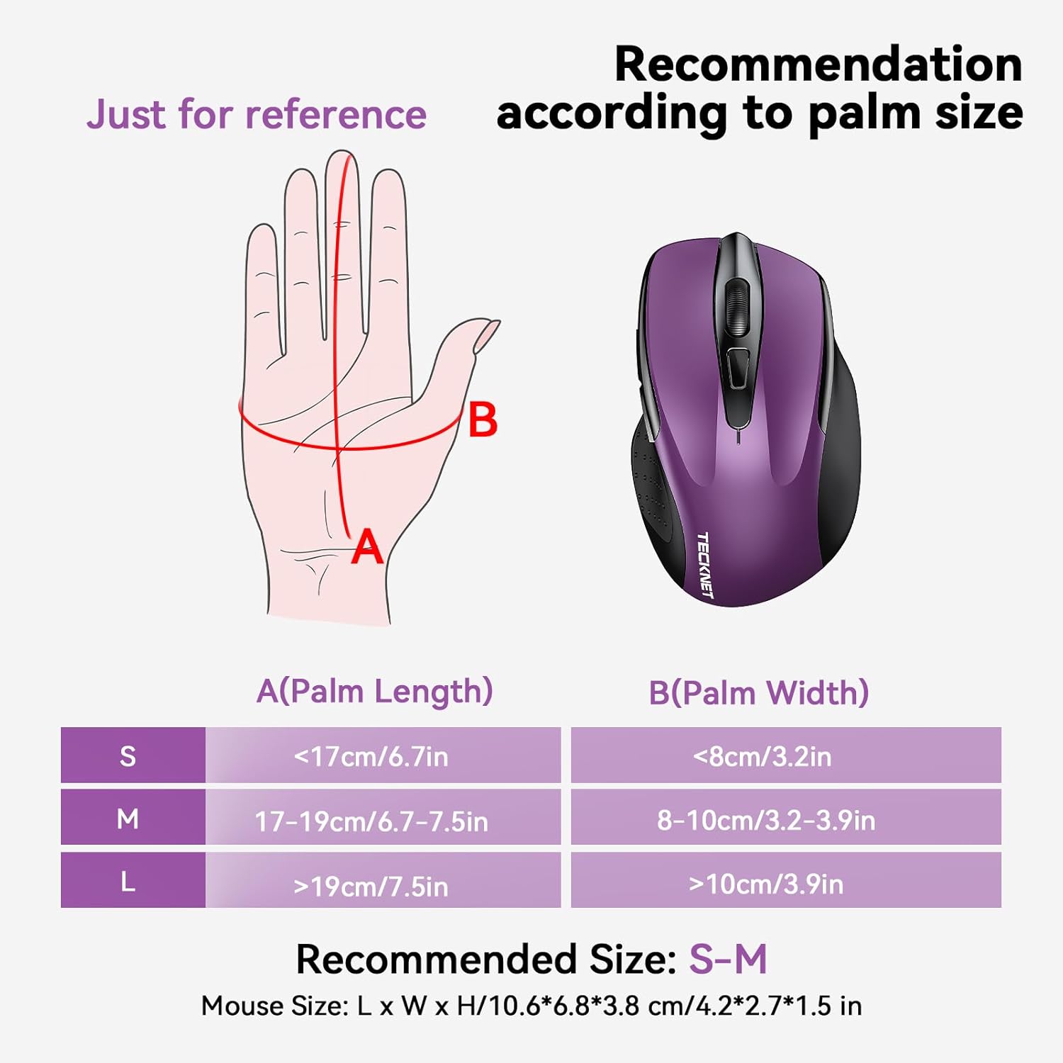 TECKNET Wireless Mouse, 2.4G Ergonomic Optical Mouse - Image 3