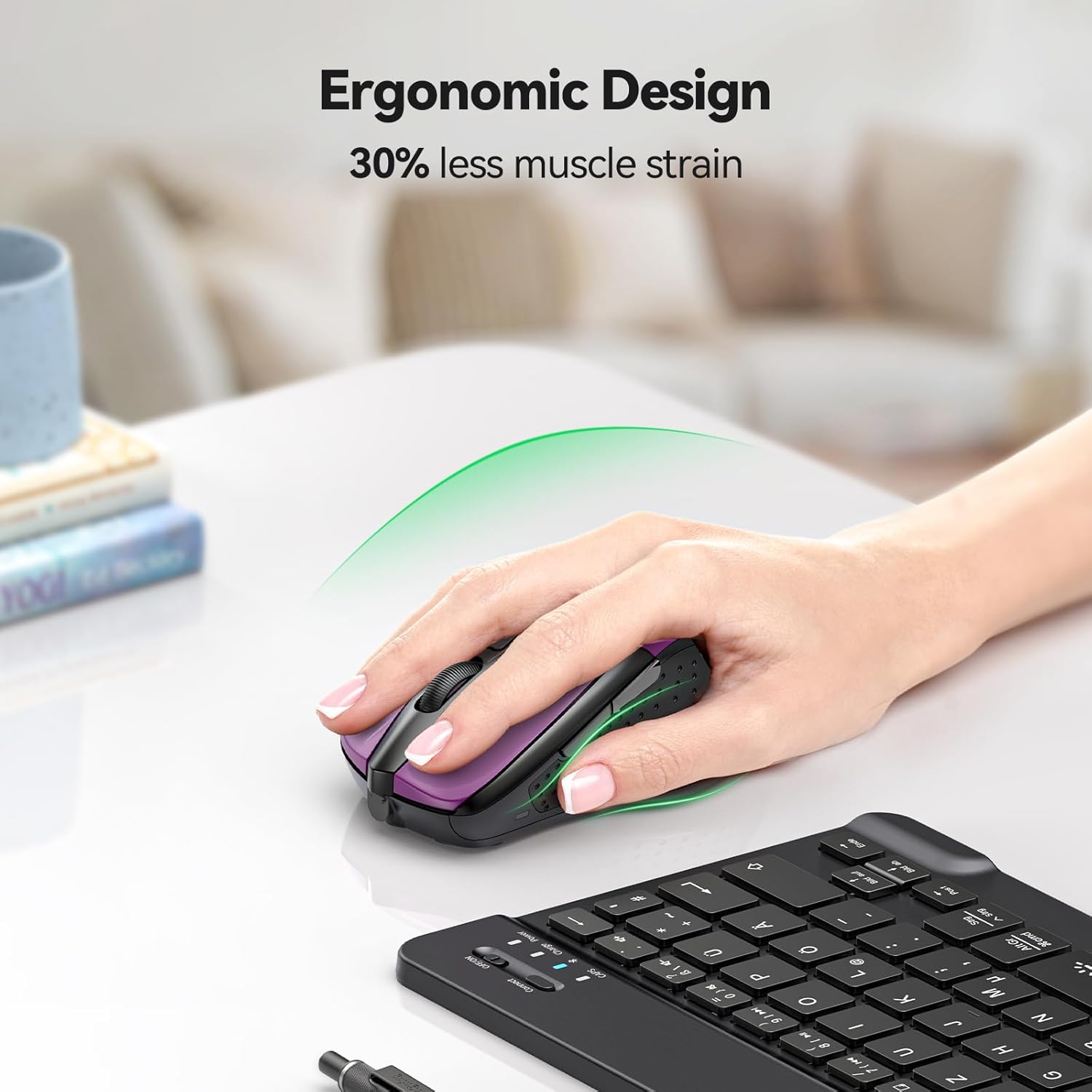 TECKNET Wireless Mouse, 2.4G Ergonomic Optical Mouse - Image 4