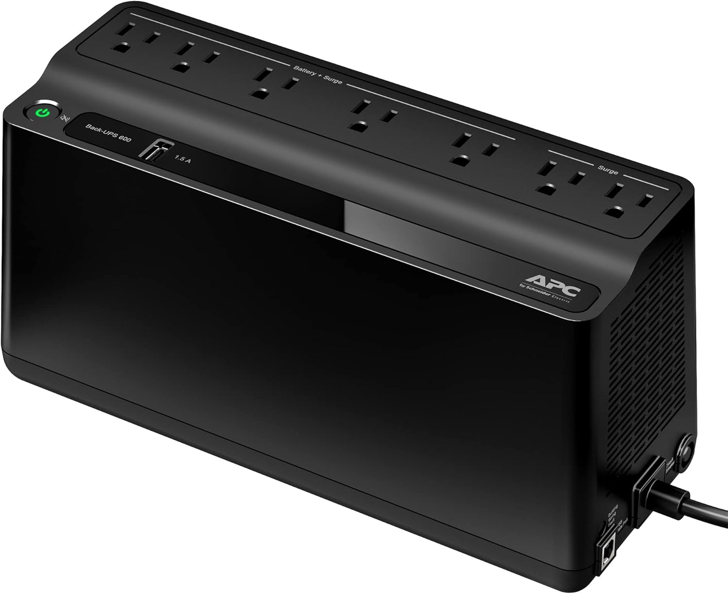 APC UPS Battery Backup and Surge Protector, 600VA/330 Watts Backup Battery Power Supply