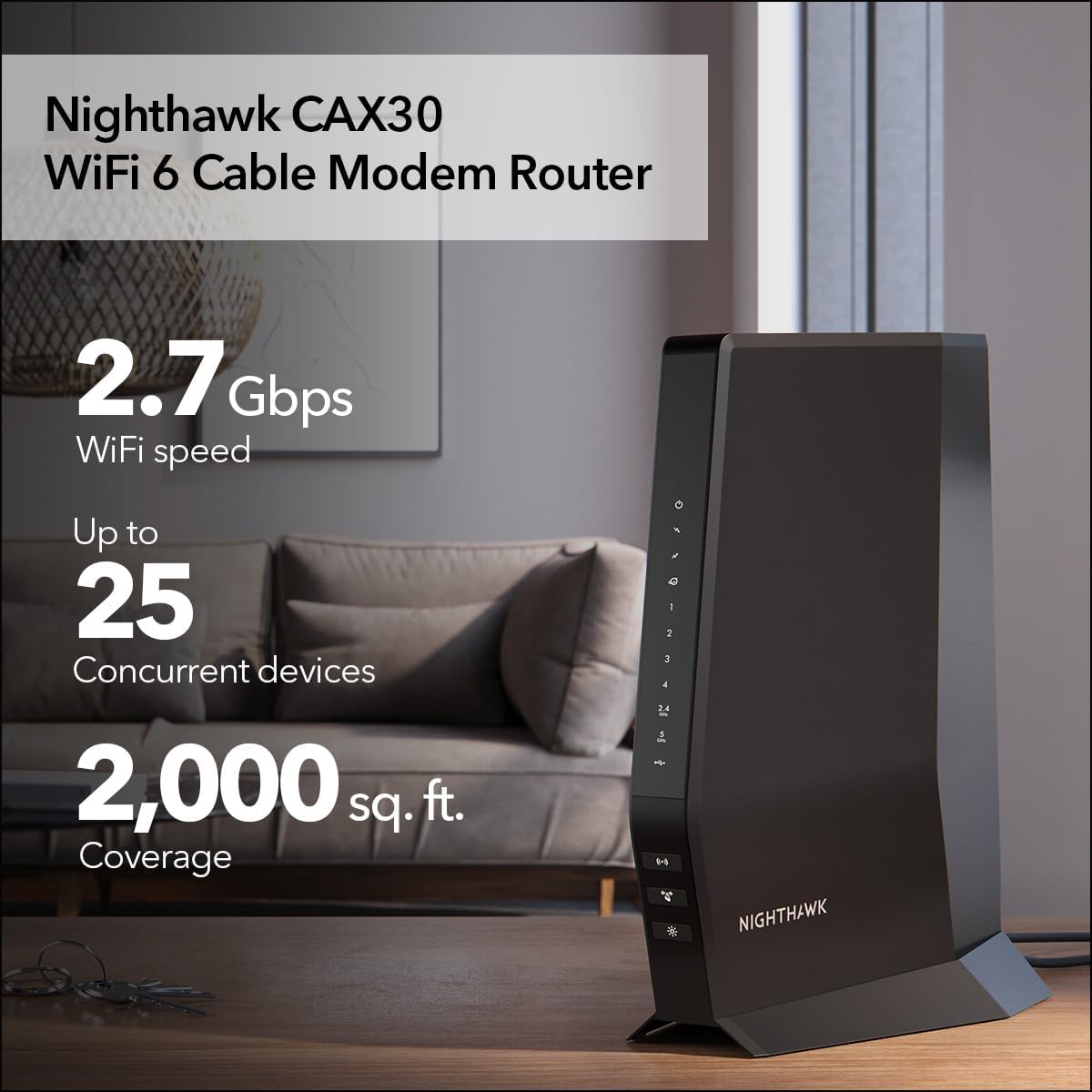 NETGEAR Nighthawk Modem Router Combo (CAX30) DOCSIS 3.1 Cable Modem and WiFi 6 Router - Image 2