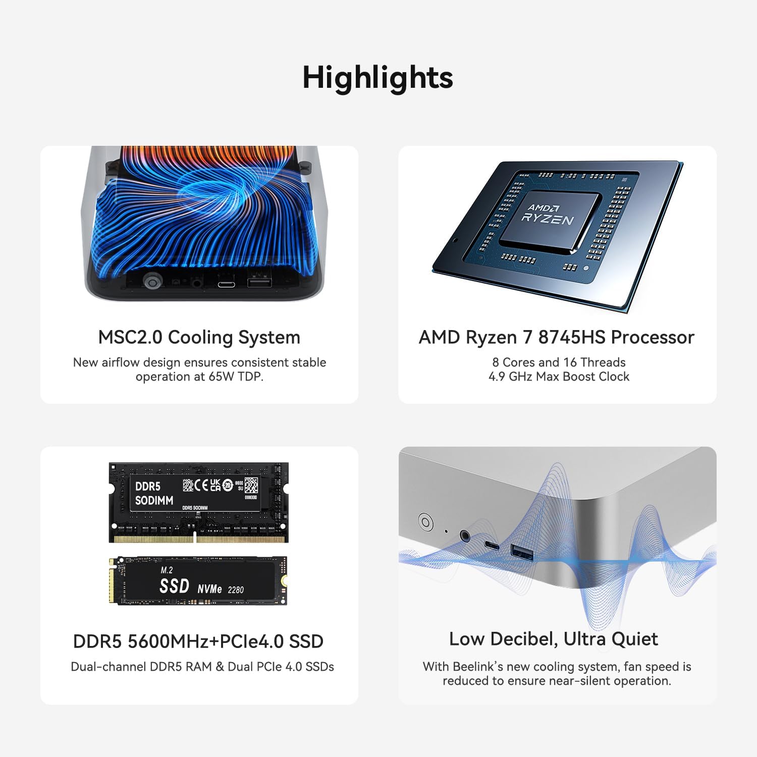 Beelink SER8 Mini PC, AMD Ryzen 7 - Image 2