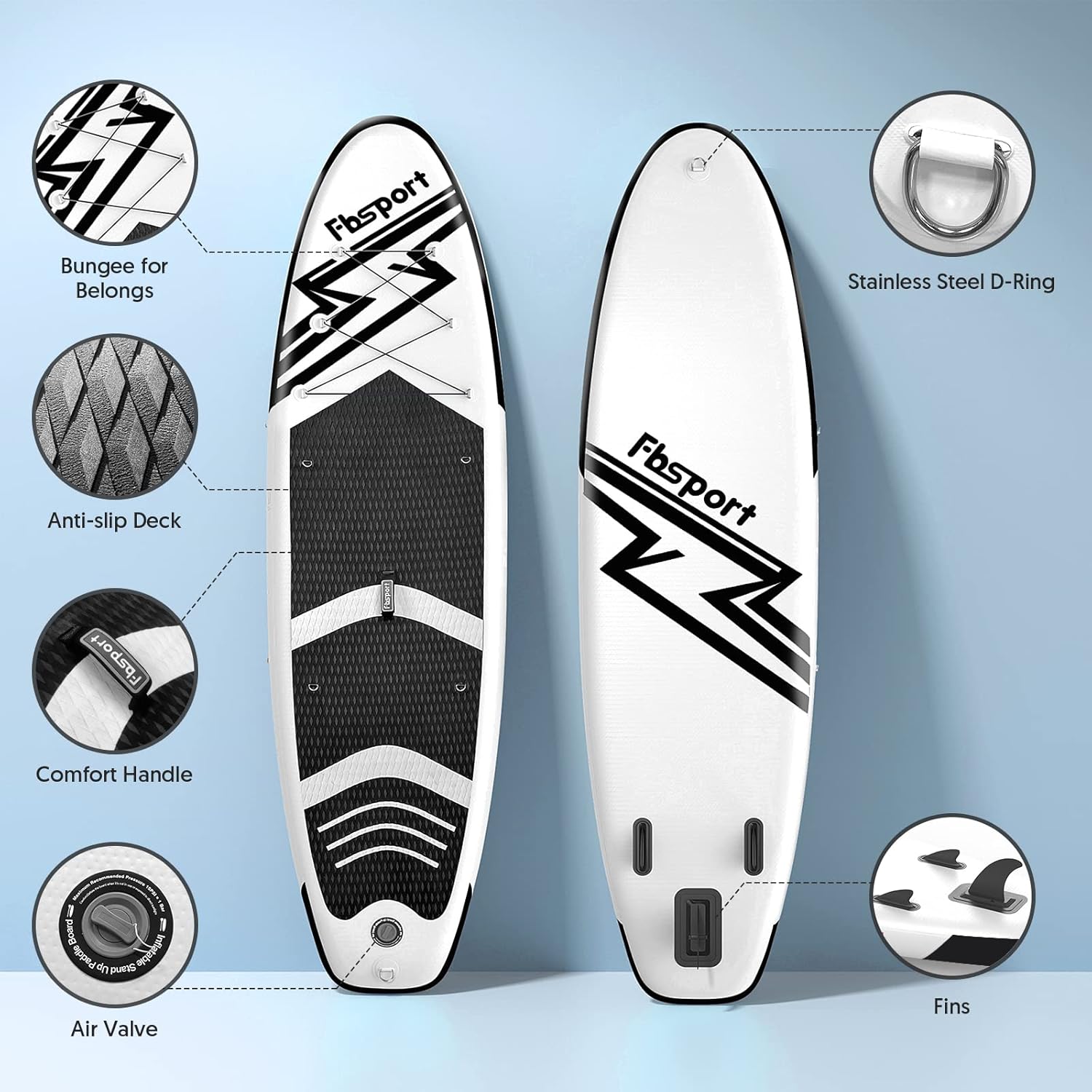 FBSPORT 11' Premium Stand Up Paddle Board, Yoga Board with Durable SUP Accessories & Carry Bag - Image 3