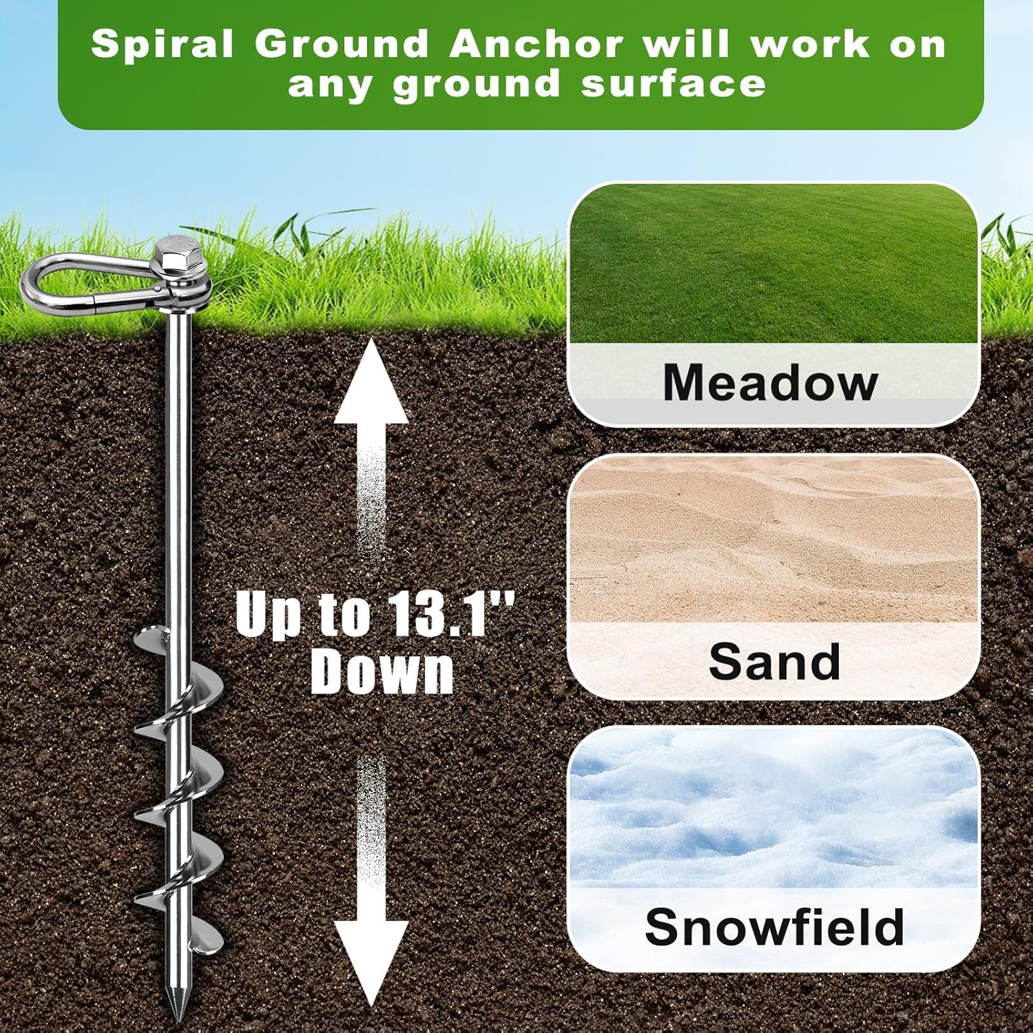 SELEWARE 4 Pack Trampoline Stakes Heavy Duty Ground Anchors - Image 5