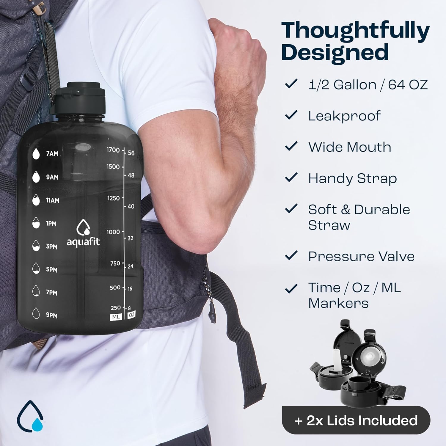 AQUAFIT 64 oz Water Bottle with Time Marker - Image 6