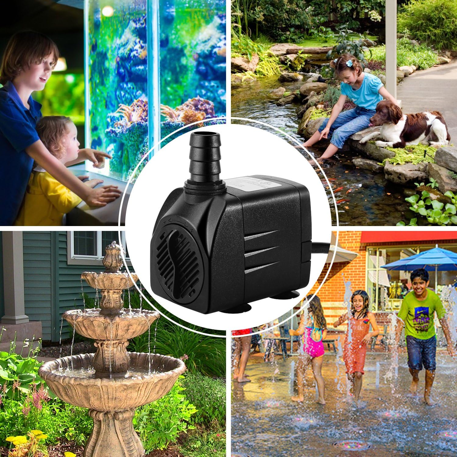Fountain Pump, 400GPH Submersible , Durable 25W Outdoor Water Pump with 6.5ft Power Cord, 3 Nozzles for Aquarium - Image 6