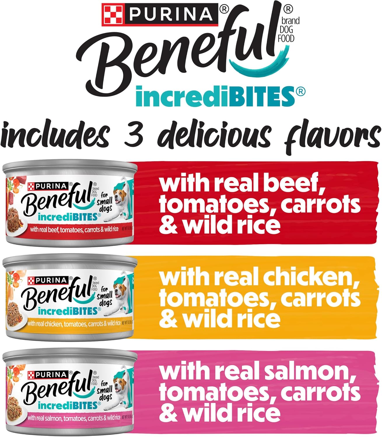 Purina Beneful Small Breed Wet Dog Food Variety Pack, IncrediBites With Real Beef, Chicken and Salmon - (Pack of 30) - Image 3