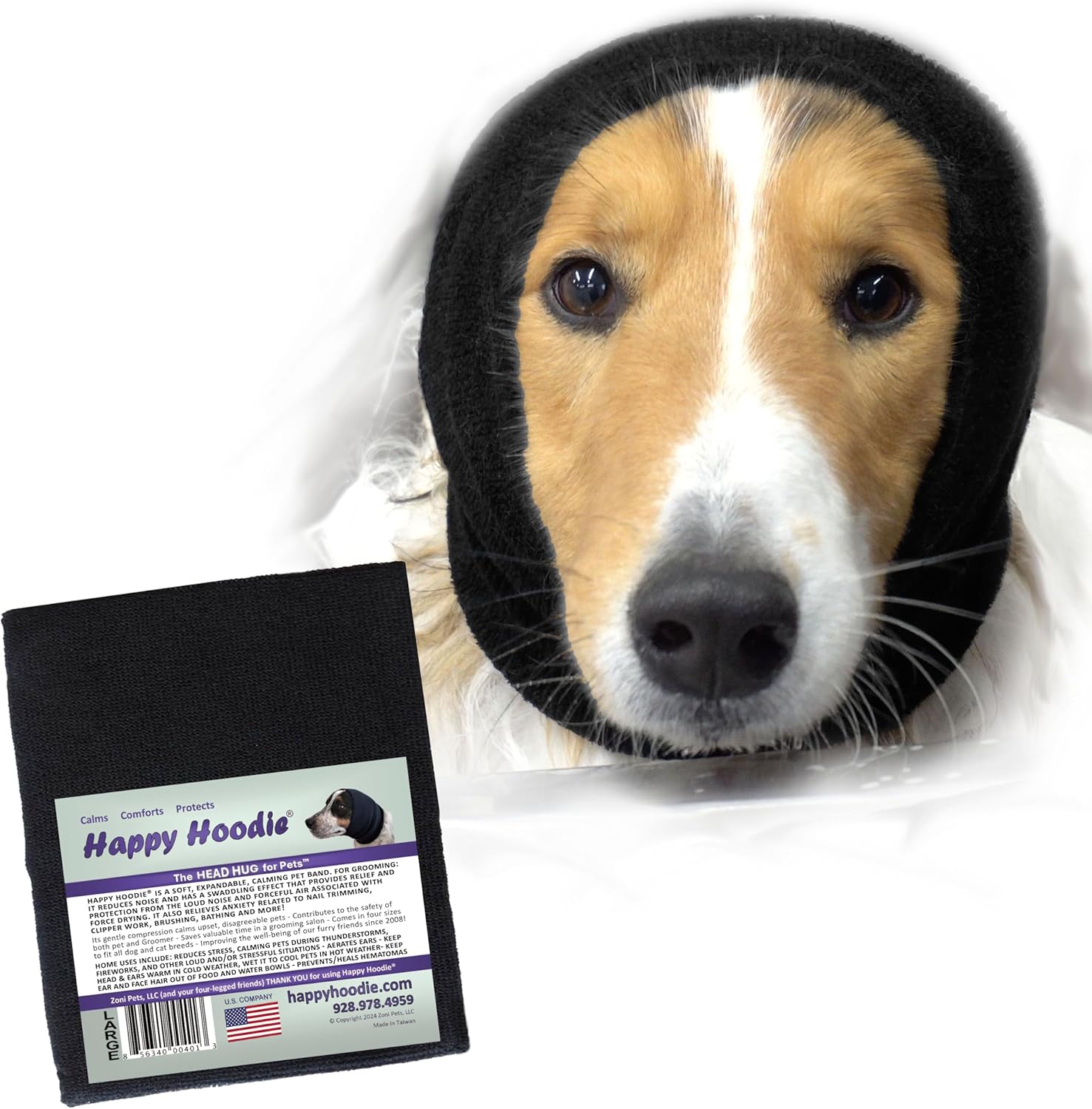 Happy Hoodie The Original Dog & Cat Calming Band - American Brand - Anxiety Relief/Noise Protection