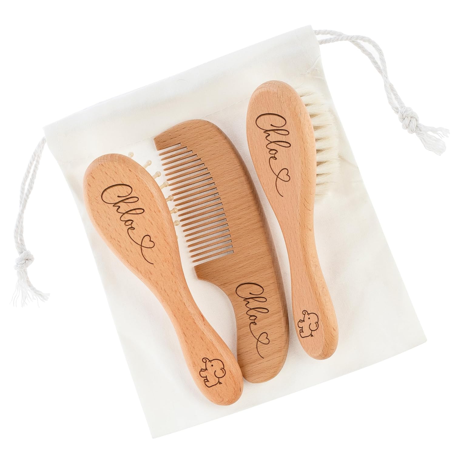 Custom Wooden Baby Brush set