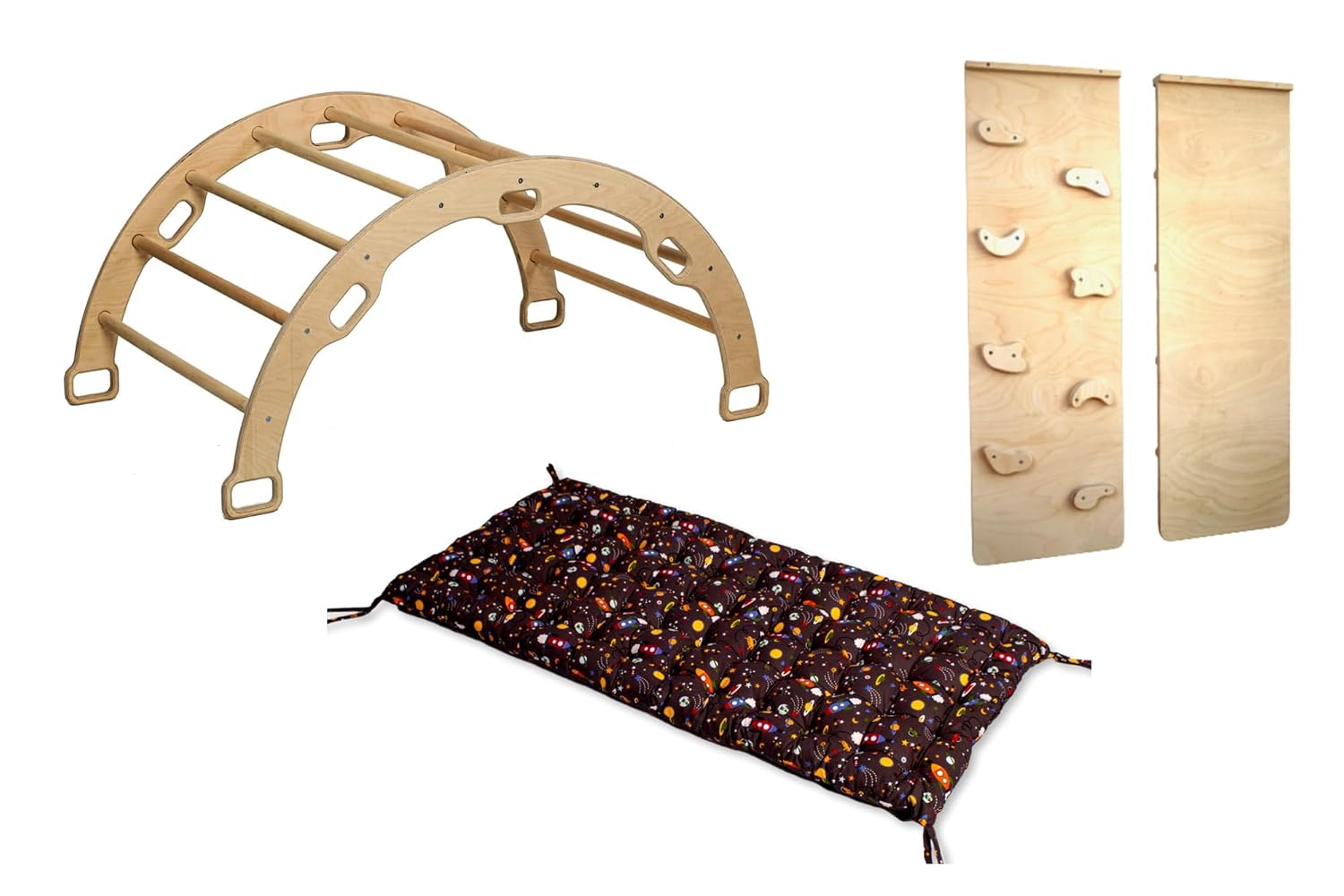Climbing Arch with Pillow, Montessori Wooden Rocker Arch