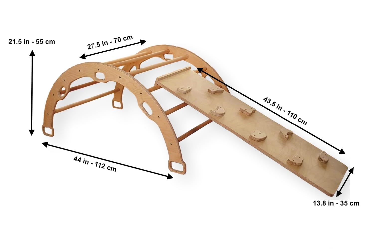 Climbing Arch with Pillow, Montessori Wooden Rocker Arch - Image 7