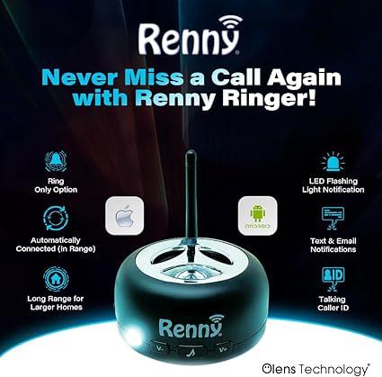 RENNY - Loud Cell Phone Ringer, Amplifier & Flasher for Hearing - Image 2