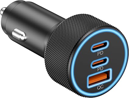 USB C Car Charger, 3-Port 67W Dual USB-C & USB-A Car Power Adapter