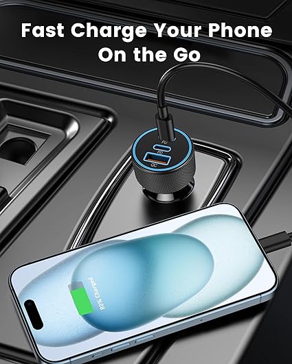 USB C Car Charger, 3-Port 67W Dual USB-C & USB-A Car Power Adapter - Image 5