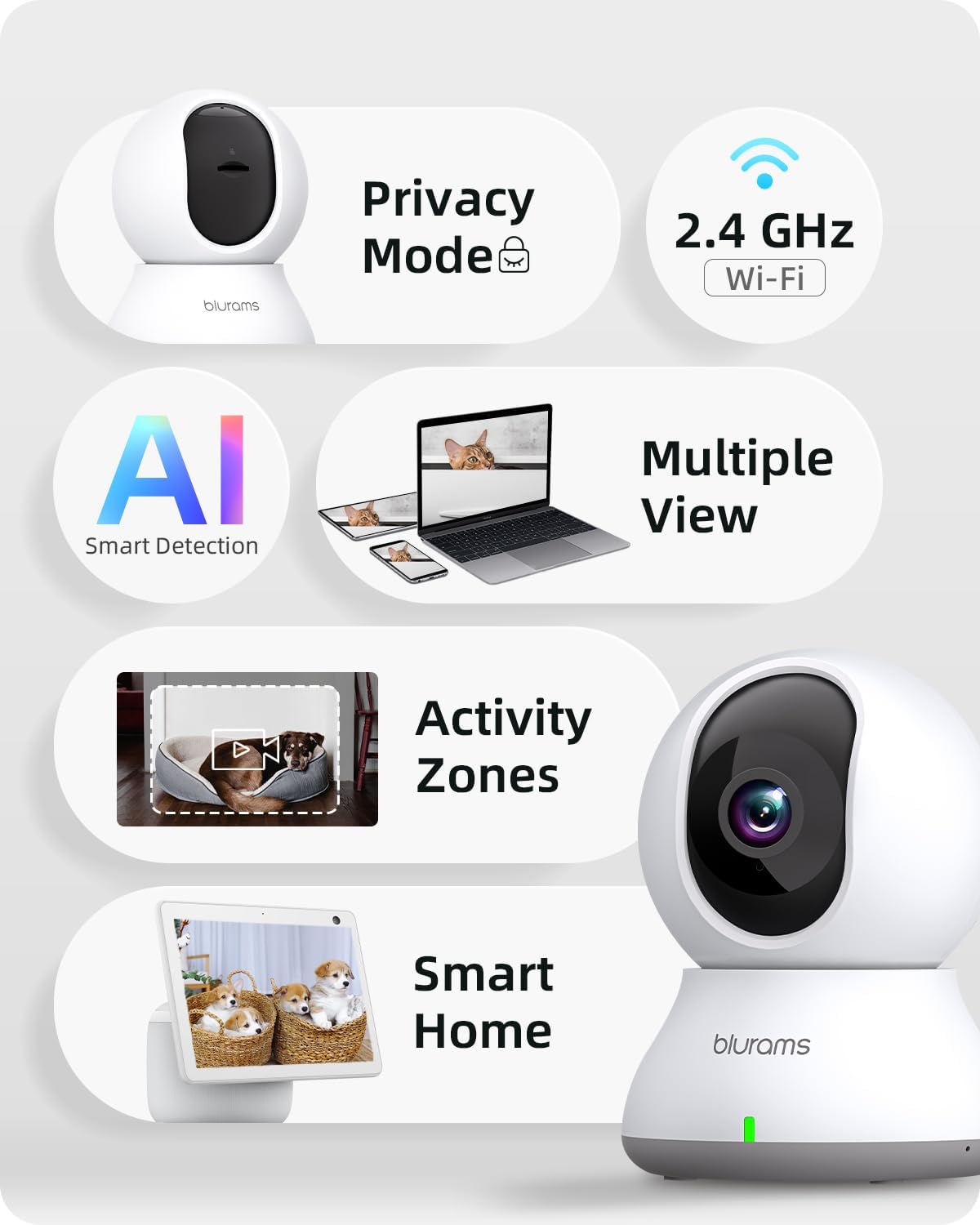 blurams Indoor Camera 2K, Cameras for Home Security 5GHz, 360° - Image 3