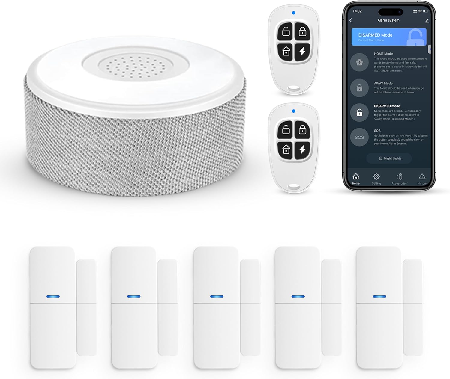 WiFi Door Alarm System, Wireless DIY Smart Home Security System, with Phone APP Alert