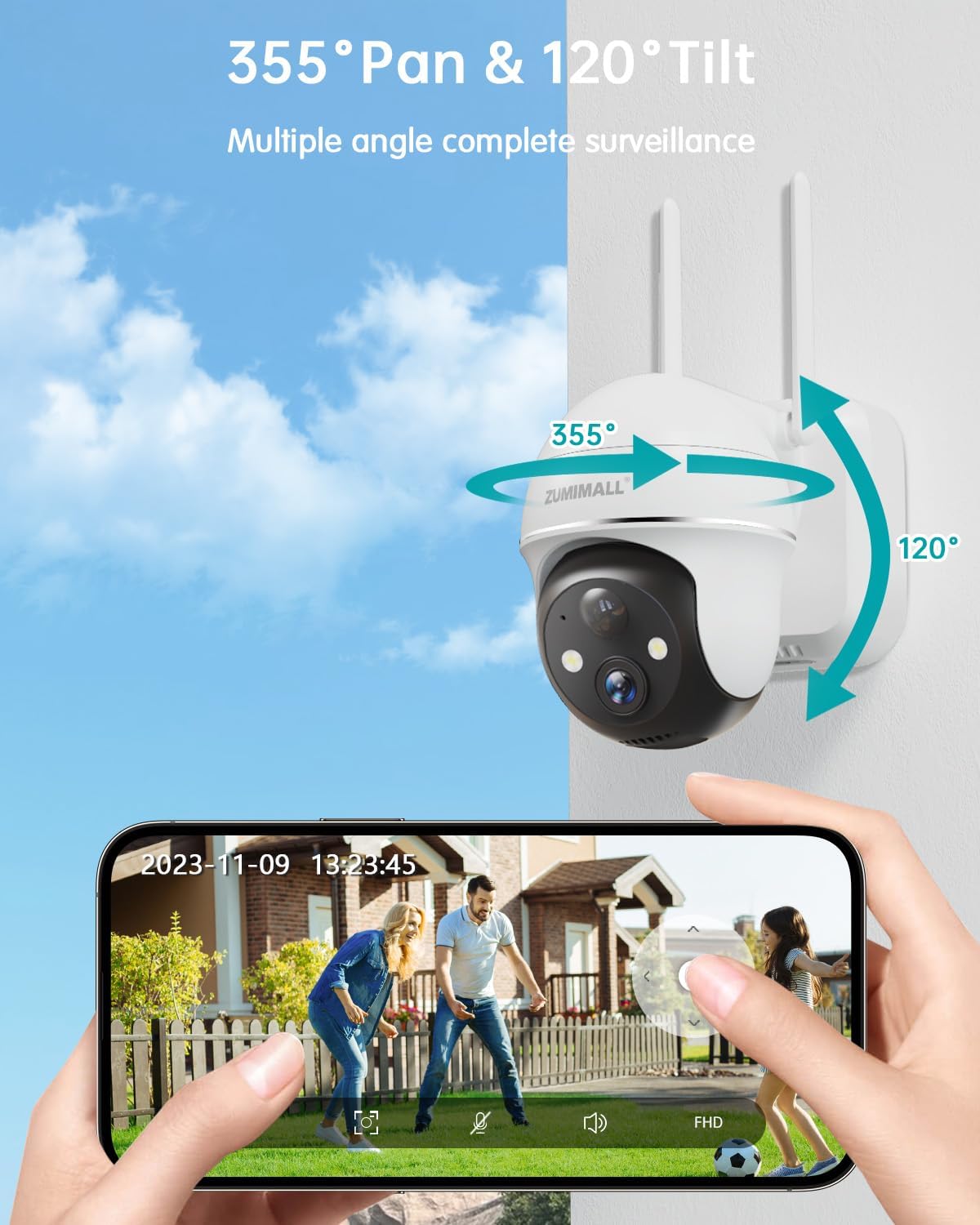 ZUMIMALL Security Cameras Wireless Outdoor, 360°View, 2K Battery Powered Cameras - Image 2