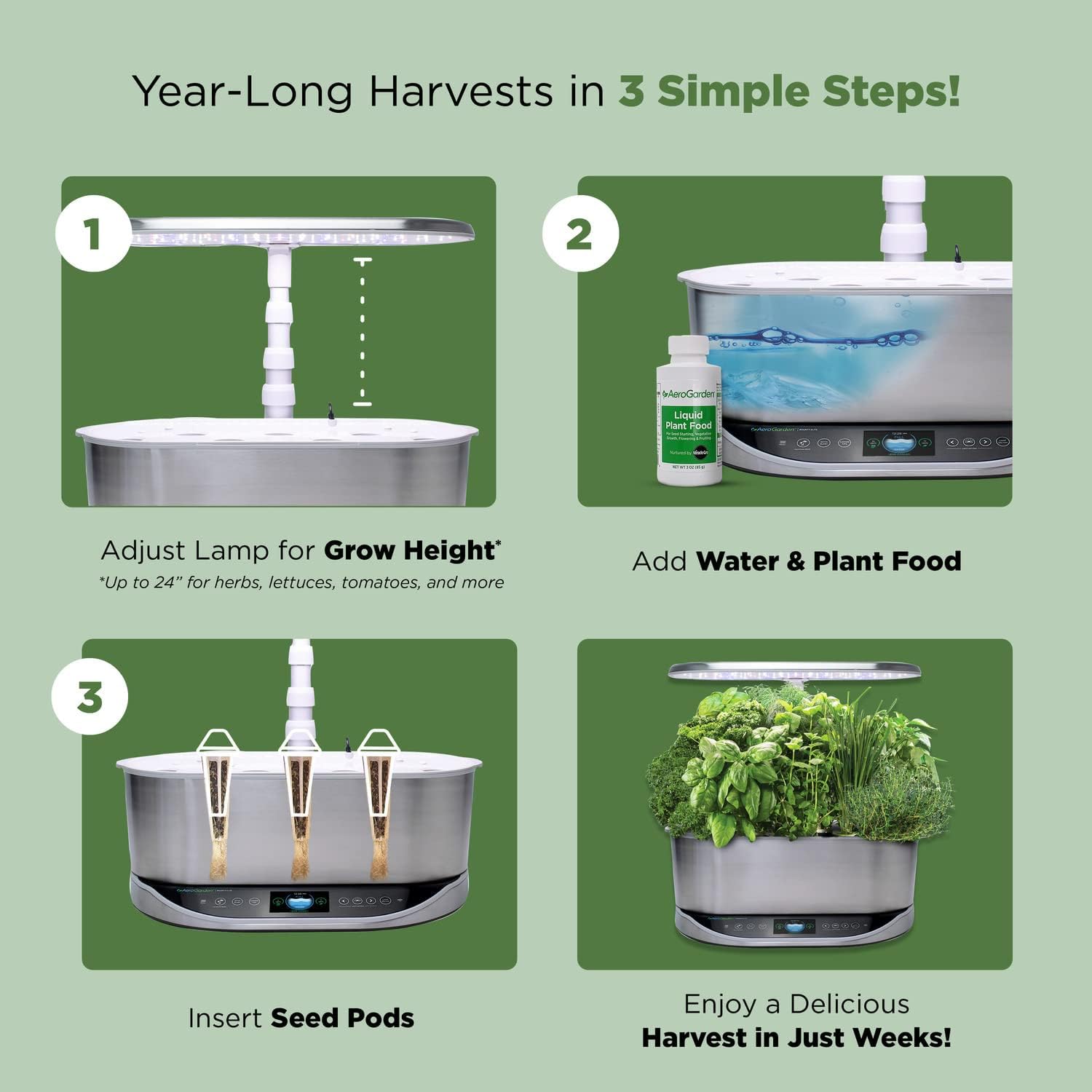 AeroGarden Bounty Elite - Indoor Garden with LED Grow Light, WiFi and Alexa Compatible - Image 9