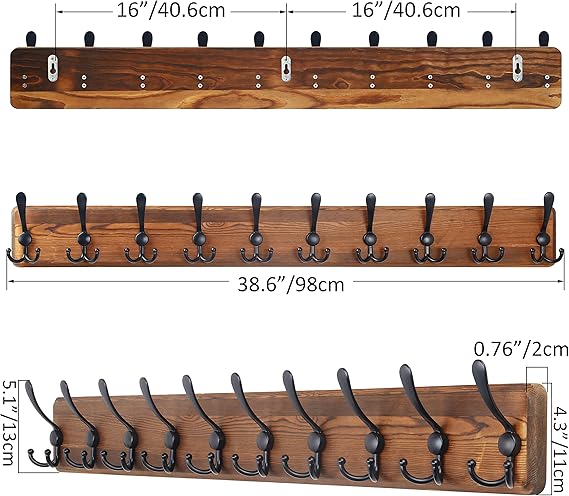 SKOLOO Rustic Large Coat Rack Wall - Image 6
