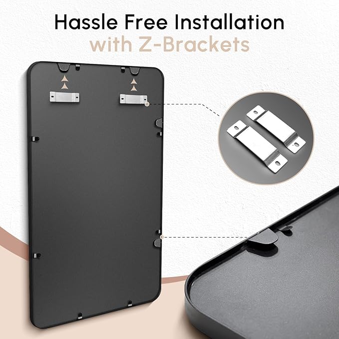 USHOWER 2-Pack Black Bathroom Mirrors Over Sink 22 x 30 Inch - Image 4