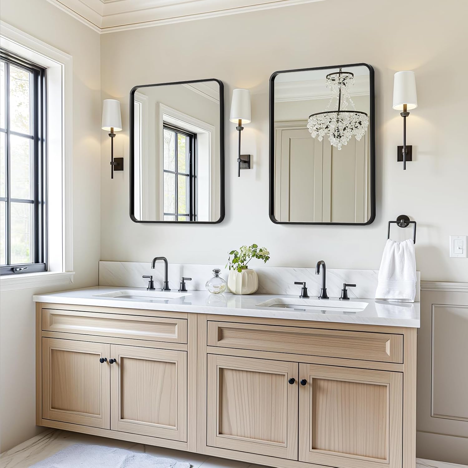 USHOWER 2-Pack Black Bathroom Mirrors Over Sink 22 x 30 Inch - Image 7