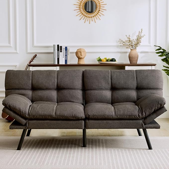 Convertible Memory Foam Sofa Couch Modern Loveseat Sleeper