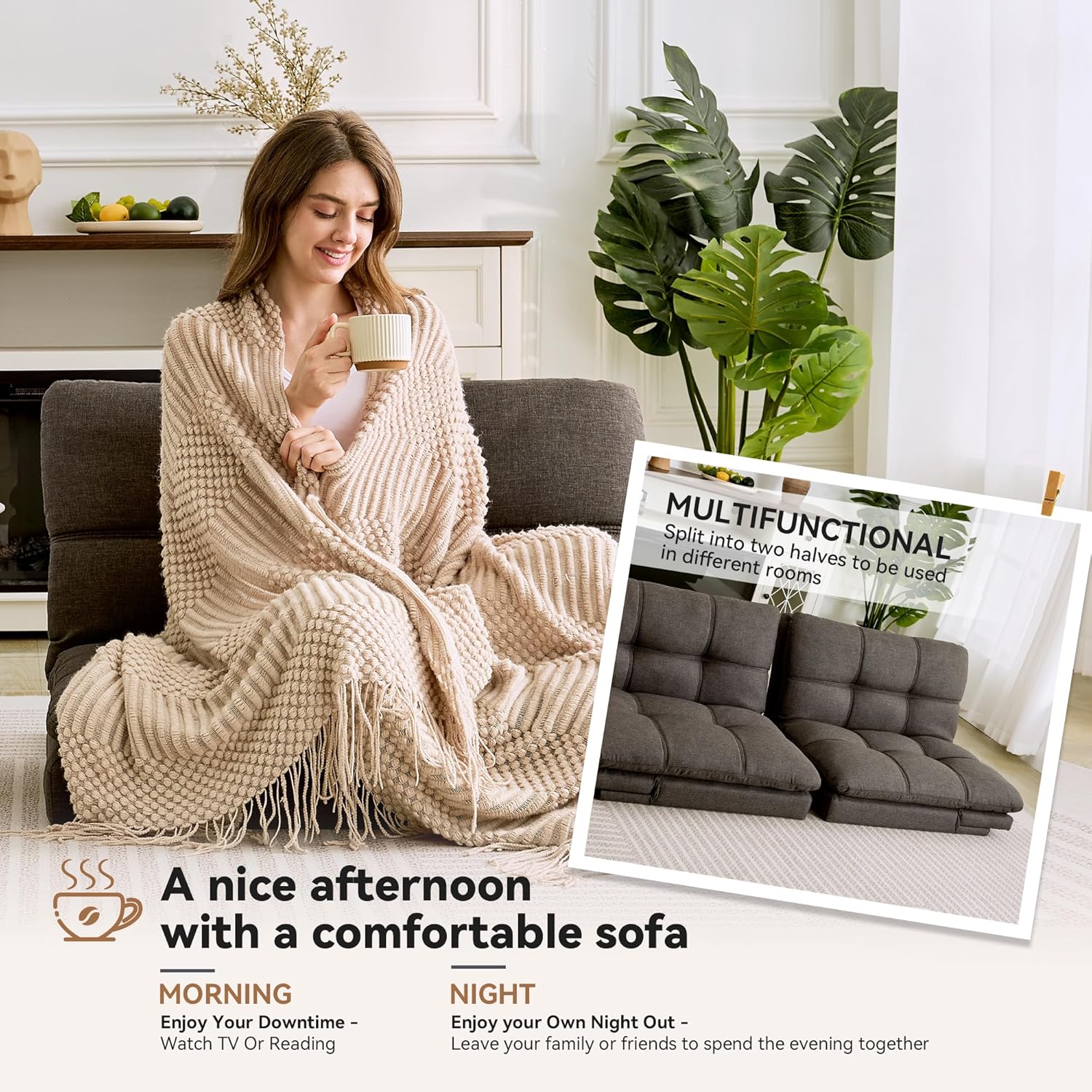 Convertible Memory Foam Sofa Couch Modern Loveseat Sleeper - Image 9